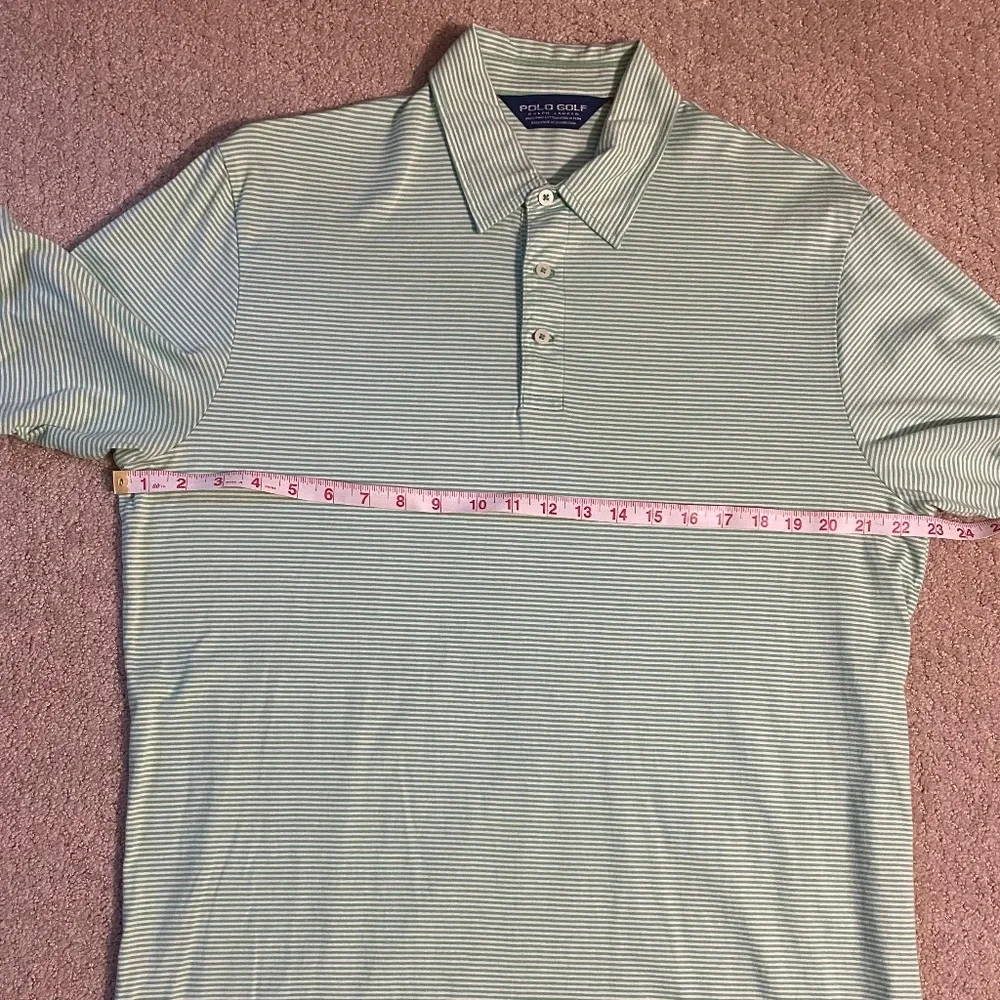 Polo Golf Ralph Lauren shirt short sleeve green white stripe Large
